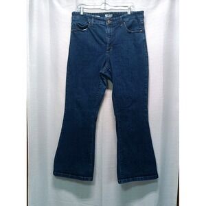 Ava & Viv High Rise Flare Jeans Womens 17 Blue Denim Modern Retro 70s 11in Cuff